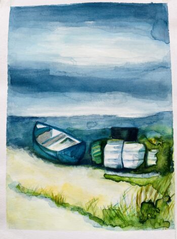 Sonnenbad eines Ruderbootes